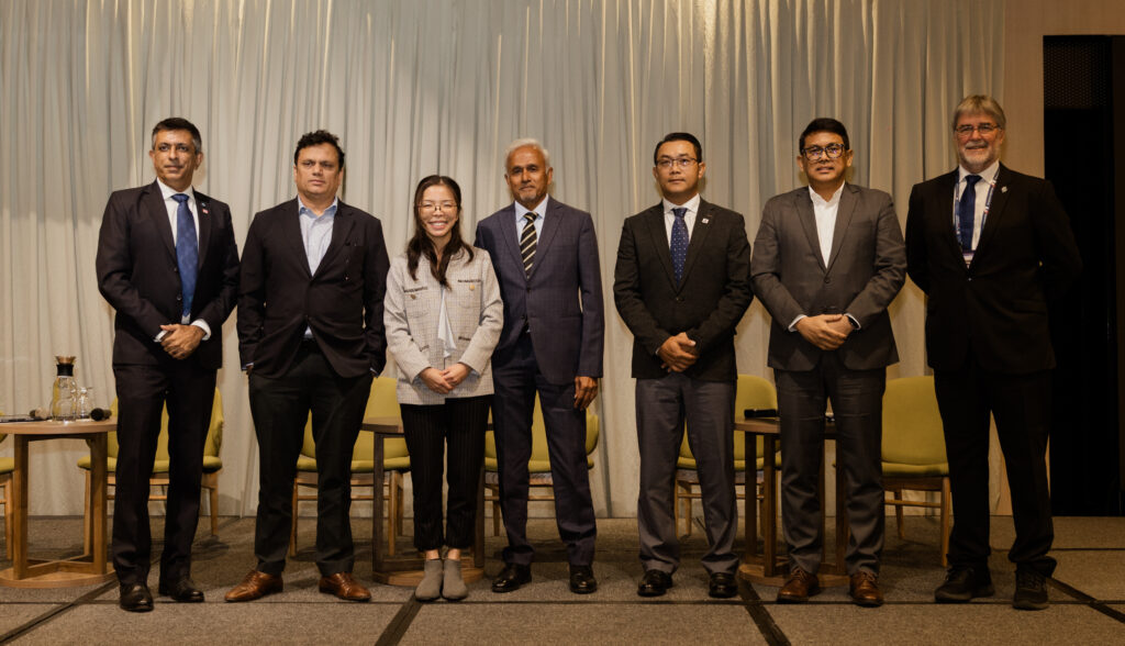 Panelists standing together on stage after the "Seafaring as a Career" discussion at the Nautical Institute Singapore Conference 2026, including Capt. Kyaw Swar Htet of Norstar Ship Management